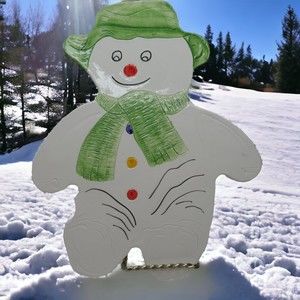 Ceramic Snowman Trivet Italy 7448 Hand Painted Christmas Cookie Server